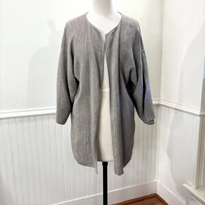 Zoran Linen Herringbone Jacket Cardigan Minimalist Quiet Luxury Lightweight